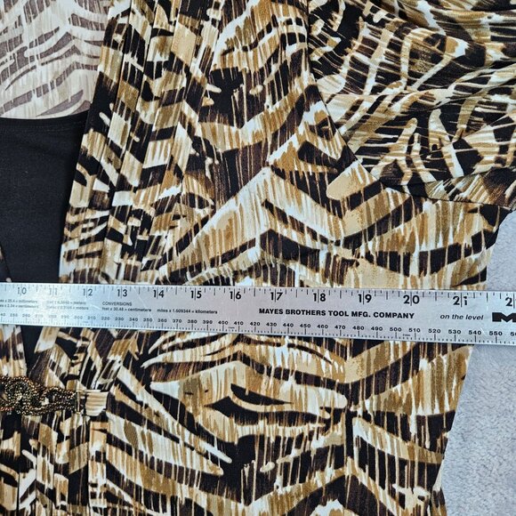 JM Collection Animal Print Top Beaded Buckle Accent Attached Tank Career Modest - Picture 8 of 12